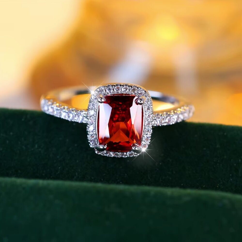 NEW 14k White Gold Ruby Diamond Ring Band